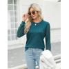imageBlooming Jelly Womens Waffle Knit Tops Dressy Business Casual Blouses Lace Long Sleeve Work Shirts Fall ClothesDark Cyan