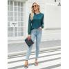 imageBlooming Jelly Womens Waffle Knit Tops Dressy Business Casual Blouses Lace Long Sleeve Work Shirts Fall ClothesDark Cyan