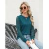 imageBlooming Jelly Womens Waffle Knit Tops Dressy Business Casual Blouses Lace Long Sleeve Work Shirts Fall ClothesDark Cyan