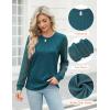 imageBlooming Jelly Womens Waffle Knit Tops Dressy Business Casual Blouses Lace Long Sleeve Work Shirts Fall ClothesDark Cyan