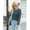 imageBlooming Jelly Womens Waffle Knit Tops Dressy Business Casual Blouses Lace Long Sleeve Work Shirts Fall ClothesDark Green