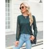 imageBlooming Jelly Womens Waffle Knit Tops Dressy Business Casual Blouses Lace Long Sleeve Work Shirts Fall ClothesDark Green