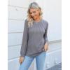 imageBlooming Jelly Womens Waffle Knit Tops Dressy Business Casual Blouses Lace Long Sleeve Work Shirts Fall ClothesDark Grey