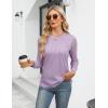 imageBlooming Jelly Womens Waffle Knit Tops Dressy Business Casual Blouses Lace Long Sleeve Work Shirts Fall ClothesLavender
