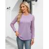 imageBlooming Jelly Womens Waffle Knit Tops Dressy Business Casual Blouses Lace Long Sleeve Work Shirts Fall ClothesLavender