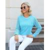 imageBlooming Jelly Womens Waffle Knit Tops Dressy Business Casual Blouses Lace Long Sleeve Work Shirts Fall ClothesLight Blue