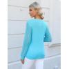 imageBlooming Jelly Womens Waffle Knit Tops Dressy Business Casual Blouses Lace Long Sleeve Work Shirts Fall ClothesLight Blue