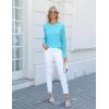 imageBlooming Jelly Womens Waffle Knit Tops Dressy Business Casual Blouses Lace Long Sleeve Work Shirts Fall ClothesLight Blue