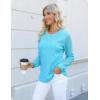imageBlooming Jelly Womens Waffle Knit Tops Dressy Business Casual Blouses Lace Long Sleeve Work Shirts Fall ClothesLight Blue