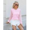imageBlooming Jelly Womens Waffle Knit Tops Dressy Business Casual Blouses Lace Long Sleeve Work Shirts Fall ClothesLight Pink