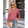 imageBlooming Jelly Womens Waffle Knit Tops Dressy Business Casual Blouses Lace Long Sleeve Work Shirts Fall ClothesPink