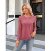 imageBlooming Jelly Womens Waffle Knit Tops Dressy Business Casual Blouses Lace Long Sleeve Work Shirts Fall ClothesPink