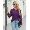 imageBlooming Jelly Womens Waffle Knit Tops Dressy Business Casual Blouses Lace Long Sleeve Work Shirts Fall ClothesPurple