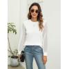 imageBlooming Jelly Womens Waffle Knit Tops Dressy Business Casual Blouses Lace Long Sleeve Work Shirts Fall ClothesWhite