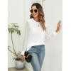 imageBlooming Jelly Womens Waffle Knit Tops Dressy Business Casual Blouses Lace Long Sleeve Work Shirts Fall ClothesWhite