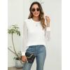 imageBlooming Jelly Womens Waffle Knit Tops Dressy Business Casual Blouses Lace Long Sleeve Work Shirts Fall ClothesWhite