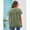 imageBlooming Jelly Womens White Chiffon Blouses Short Sleeve V Neck Shirts Summer Casual Polka Dot TopsArmy Green