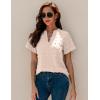 imageBlooming Jelly Womens White Chiffon Blouses Short Sleeve V Neck Shirts Summer Casual Polka Dot TopsBeige