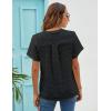 imageBlooming Jelly Womens White Chiffon Blouses Short Sleeve V Neck Shirts Summer Casual Polka Dot TopsBlack