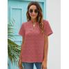 imageBlooming Jelly Womens White Chiffon Blouses Short Sleeve V Neck Shirts Summer Casual Polka Dot TopsCoral Red