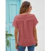 imageBlooming Jelly Womens White Chiffon Blouses Short Sleeve V Neck Shirts Summer Casual Polka Dot TopsCoral Red