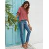 imageBlooming Jelly Womens White Chiffon Blouses Short Sleeve V Neck Shirts Summer Casual Polka Dot TopsCoral Red