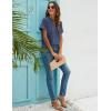 imageBlooming Jelly Womens White Chiffon Blouses Short Sleeve V Neck Shirts Summer Casual Polka Dot TopsDark Blue