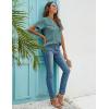 imageBlooming Jelly Womens White Chiffon Blouses Short Sleeve V Neck Shirts Summer Casual Polka Dot TopsDark Green