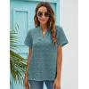 imageBlooming Jelly Womens White Chiffon Blouses Short Sleeve V Neck Shirts Summer Casual Polka Dot TopsDark Green