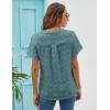 imageBlooming Jelly Womens White Chiffon Blouses Short Sleeve V Neck Shirts Summer Casual Polka Dot TopsDark Green