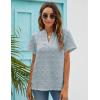 imageBlooming Jelly Womens White Chiffon Blouses Short Sleeve V Neck Shirts Summer Casual Polka Dot TopsGrey