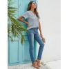 imageBlooming Jelly Womens White Chiffon Blouses Short Sleeve V Neck Shirts Summer Casual Polka Dot TopsGrey