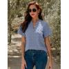imageBlooming Jelly Womens White Chiffon Blouses Short Sleeve V Neck Shirts Summer Casual Polka Dot TopsHaze Blue