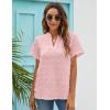 imageBlooming Jelly Womens White Chiffon Blouses Short Sleeve V Neck Shirts Summer Casual Polka Dot TopsLight Pink
