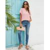 imageBlooming Jelly Womens White Chiffon Blouses Short Sleeve V Neck Shirts Summer Casual Polka Dot TopsLight Pink