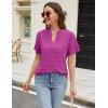 imageBlooming Jelly Womens White Chiffon Blouses Short Sleeve V Neck Shirts Summer Casual Polka Dot TopsOrchid