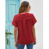 imageBlooming Jelly Womens White Chiffon Blouses Short Sleeve V Neck Shirts Summer Casual Polka Dot TopsRed