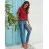imageBlooming Jelly Womens White Chiffon Blouses Short Sleeve V Neck Shirts Summer Casual Polka Dot TopsRed