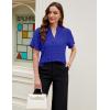 imageBlooming Jelly Womens White Chiffon Blouses Short Sleeve V Neck Shirts Summer Casual Polka Dot TopsRoyal Blue