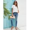 imageBlooming Jelly Womens White Chiffon Blouses Short Sleeve V Neck Shirts Summer Casual Polka Dot TopsWhite