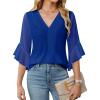 imageBlooming Jelly Womens 34 Length Sleeve Tops Dressy Casual Business Blouses Ruffle Work Shirts Summer OutfitsRoyal Blue