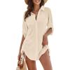 imageBlooming Jelly Womens Bathing Suit Cover Ups Bikini Swimsuit Coverup Drawstring Button Down Beach Dress ShirtApricot