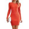 imageBlooming Jelly Womens Bodycon Sweater Dress Fall Long Sleeve Ribbed Knit Midi Dress Slim Elegant Sweater Mini DressRust Orange