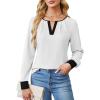 imageBlooming Jelly Womens Business Casual Long Sleeve Tops Color Block Fall Outfits 2025 Dressy Basic Work ShirtsWhite