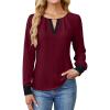 imageBlooming Jelly Womens Business Casual Long Sleeve Tops Color Block Fall Outfits 2025 Dressy Basic Work ShirtsWine Red