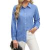 imageBlooming Jelly Womens Business Casual Tops Button Down Long Sleeve Shirts Collared Embroidered Blouses 2024 Fall OutfitsBlue