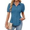 imageBlooming Jelly Womens Business Casual Tops Button Down Shirts Dressy Smocked Peplum Blouses Trendy Summer Outfits 2025Turquoise