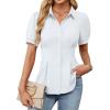 imageBlooming Jelly Womens Business Casual Tops Button Down Shirts Dressy Smocked Peplum Blouses Trendy Summer Outfits 2025White