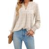imageBlooming Jelly Womens Business Casual Tops Long Sleeve V Neck Dressy Office Work Fall Shirt Chiffon BlouseApricot