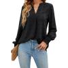 imageBlooming Jelly Womens Business Casual Tops Long Sleeve V Neck Dressy Office Work Fall Shirt Chiffon BlouseBlack